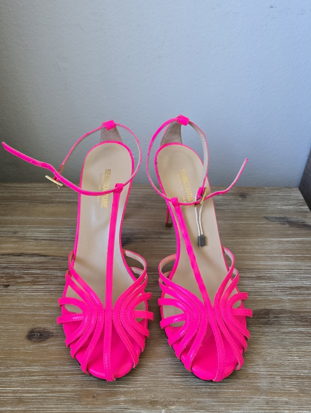Semicouture Shoe Dazzle Neon Pink Strappy High-Heel Sandals